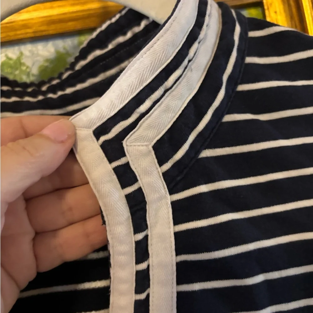 Talbots Navy and White Striped Top - Picture 6 of 7